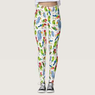 Vintage-Vogelmuster, farbenfrohes Sittichmuster Leggings