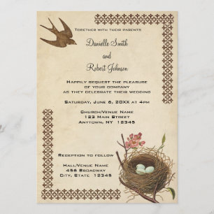 Vintage Vogelnest Hochzeitseinladung nach Maß Einladung