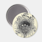 Vintage Vogelnest-Illustration Magnet (Vorderseite/Rückseite)