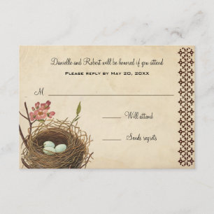 Vintage Vogelnest-Kundenantwortkarte RSVP Karte