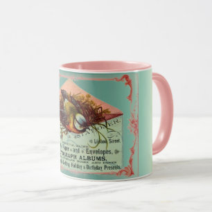 Vintage-Vogelnist-Tasse aus Papier mit Teal und Pi Tasse