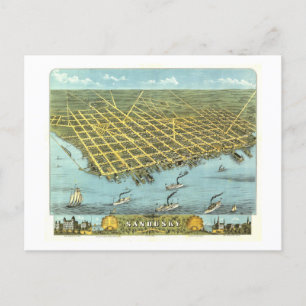 Vintage Vogelperspektive von Sandusky, Ohio Postkarte