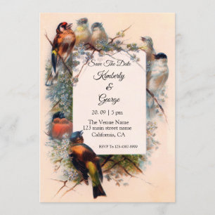 Vintage-Vogelrahmen-Hochzeitseinladungen Einladung