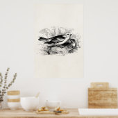 Vintage Vogelschneebesen-Vogelgezwitscher aus dem Poster (Küche)