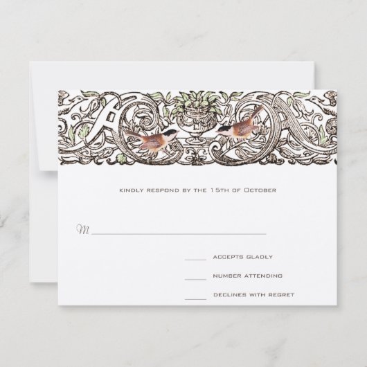 Vintage Vogelschutzbriefe - Rollenkarte RSVP Karte (Vorderseite)