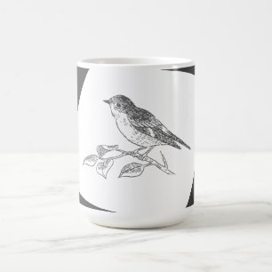 Vintage Vogelschwarz und Weiß Kaffeetasse