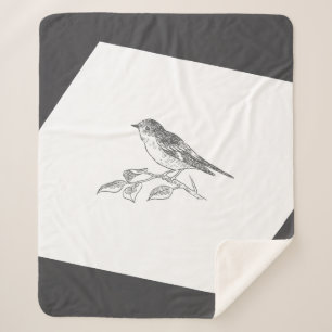 Vintage Vogelschwarz und Weiß Sherpadecke