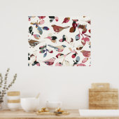 Vintage Vogeltapete Poster (Küche)