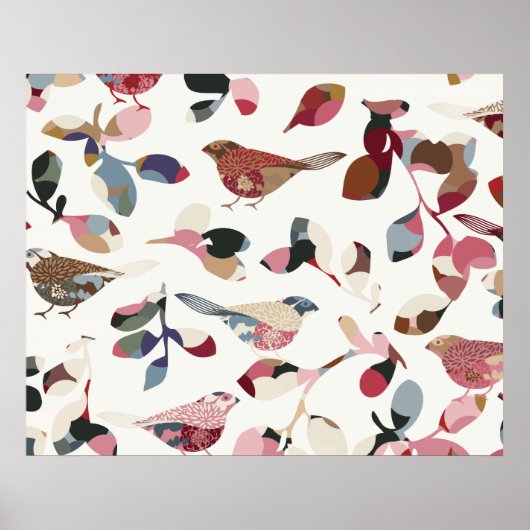 Vintage Vogeltapete Poster (Vorne)