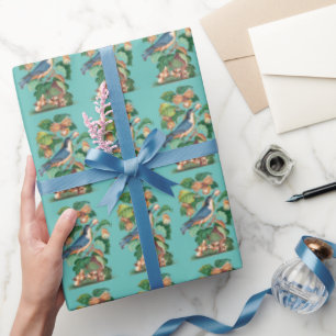 Vintage Vogelumhüllung mit Blume Geschenkpapier