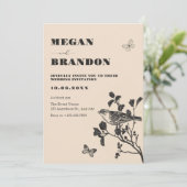 Vintage Vogelzweighochzeit Einladung (Stehend Vorderseite)