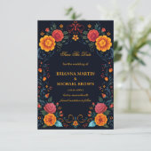 Vintage Volksblumen Romantik Save The Date (Stehend Vorderseite)