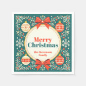 Vintage Volkskunst Ornamente Frohe Weihnachten Serviette (Vorderseite)