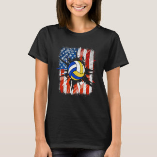 Vintage Volleyball 4. Juli US-amerikanische Flagge T-Shirt