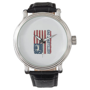 Vintage-Volleyball-Vater-patriotisches-Flag-Shirt- Armbanduhr