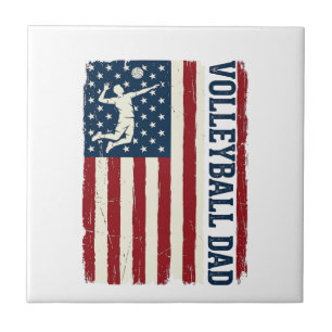 Vintage-Volleyball-Vater-patriotisches-Flag-Shirt- Fliese