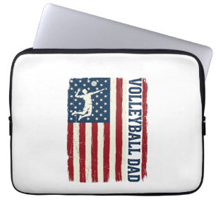 Vintage-Volleyball-Vater-patriotisches-Flag-Shirt- Laptopschutzhülle
