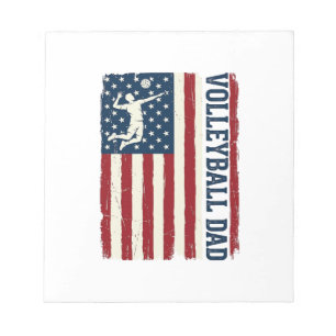 Vintage-Volleyball-Vater-patriotisches-Flag-Shirt- Notizblock