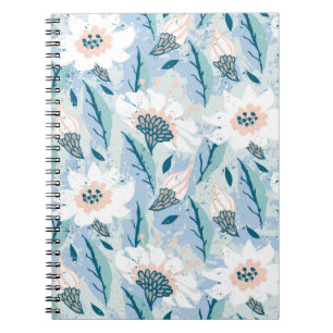 Vintage, von Hand gemalte Blumenmuster mit weißer Notizblock