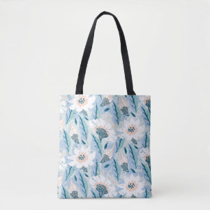 Vintage, von Hand gemalte Blumenmuster mit weißer Tasche