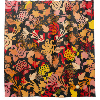 Vintage, von Hand gezeichnete, nahtlose Blumenmust Duschvorhang