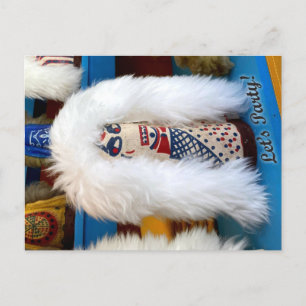 Vintage-Voodoo-Knockdown-Puppe Let's-Party-Postkar Postkarte