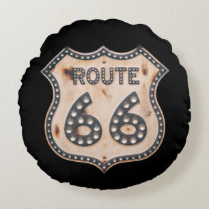 Vintage vorgesehene Route 66 Rundes Kissen