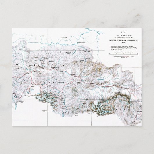 Vintage vorläufige Karte des Mount Everest (Vorderseite)