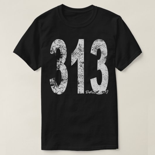 Vintage Vorwahl 313 T-Shirt (Design vorne)