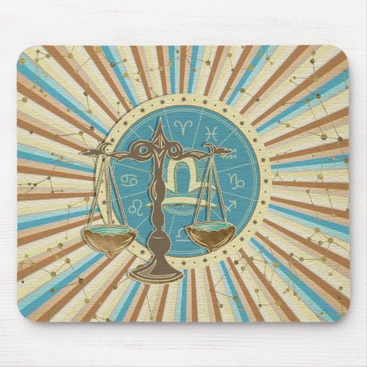Vintage Waage-Tierkreiskunst Mousepad (Vorne)
