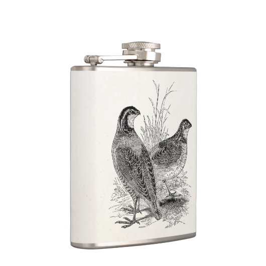 Vintage Wachtel-Vögel - personalisierter Retro Flachmann (Rechts)