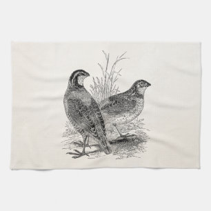 Vintage Wachtelvögel - Personalisierter Retro-Jagd Küchentuch