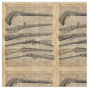 Vintage Waffen-antike Gewehr-Wörterbuch-Kunst Stoff