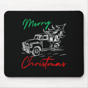 Vintage-Wagen-Weihnachtsbaum auf rotem Lastwagen A Mousepad