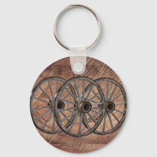 Vintage Wagenräder aus Holz Schlüsselanhänger