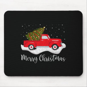 Vintage Wagon Christmas Tree on Car Xmas Red Ding Mousepad