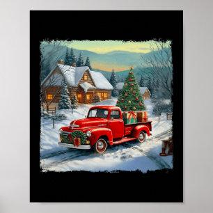 Vintage Wagon roter Lastwagen Frohe Weihnachten Ba Poster