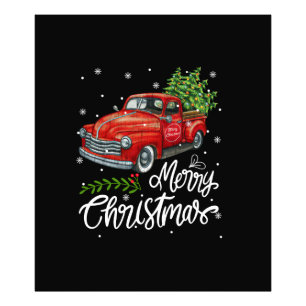 Vintage Wagon roter LKW Weihnachtsbaum Pyjama-Fami Fotodruck