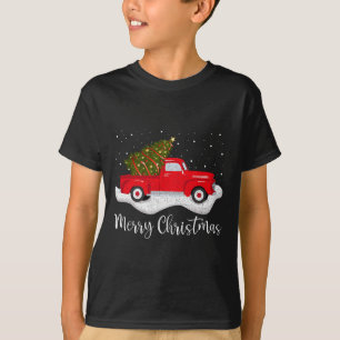Vintage Wagon Weihnachtsbaum auf Auto Xmas roter L T-Shirt
