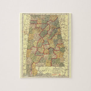 Vintage Wahlbezirke von Alabama Map (1911) Puzzle