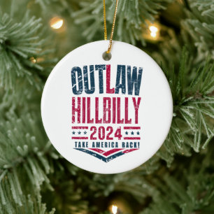 Vintage-Wahlen Außerhalb des Gesetzes Hillbilly-US Keramik Ornament