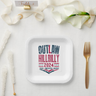 Vintage-Wahlen Außerhalb Law Hillbilly US-Flagge  Pappteller