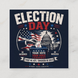 Vintage-Wahlgrafik – Amerikanische Fla Quadratische Visitenkarte