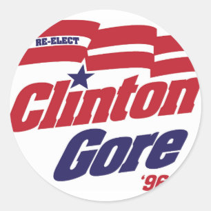 Vintage-Wahlkampflogo Clinton/Gore 1996 Runder Aufkleber