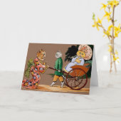 Vintage Wain japanische Katzen-Karte Karte (Gelbe Blume)