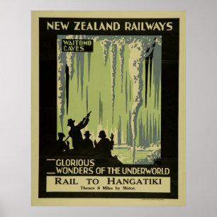Vintage Waitomo Höhlen-Neuseeland-Reise Poster