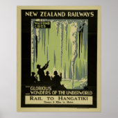 Vintage Waitomo Höhlen Neuseelands Reise Poster (Vorne)