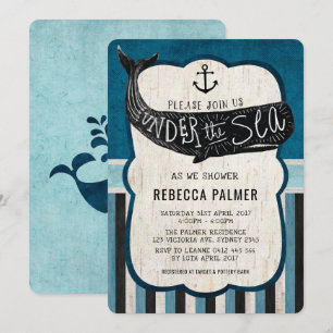 Vintage-Wal-Baby-Party-Einladung Meer Nautical Einladung