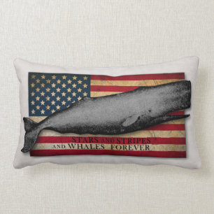 Vintage-Wal mit US-Flagge Wale Forever Kissen
