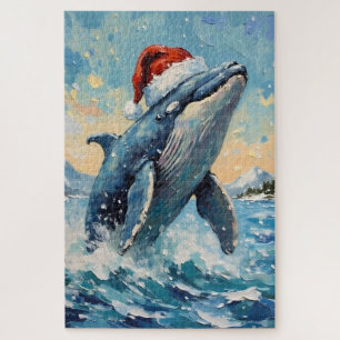 Vintage Wal mit Weihnachtsmannhut Weihnachtsszene Puzzle
